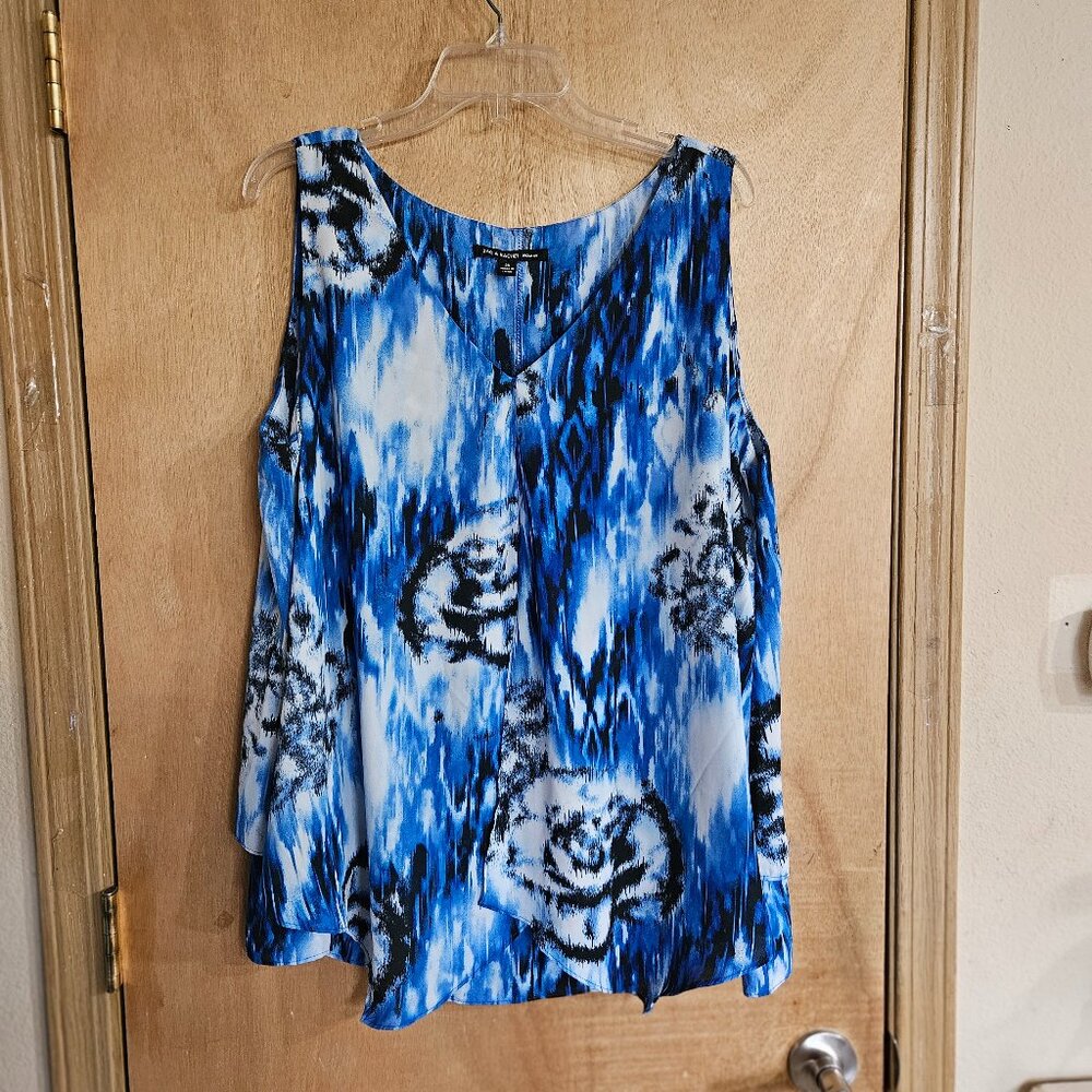 Zac & rachel 2x Top Blouse Shirt Blue White Abstract
